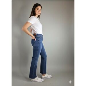 GAP Long Lean Bootcut Jeans Medium Wash Frayed Hem Women 10R